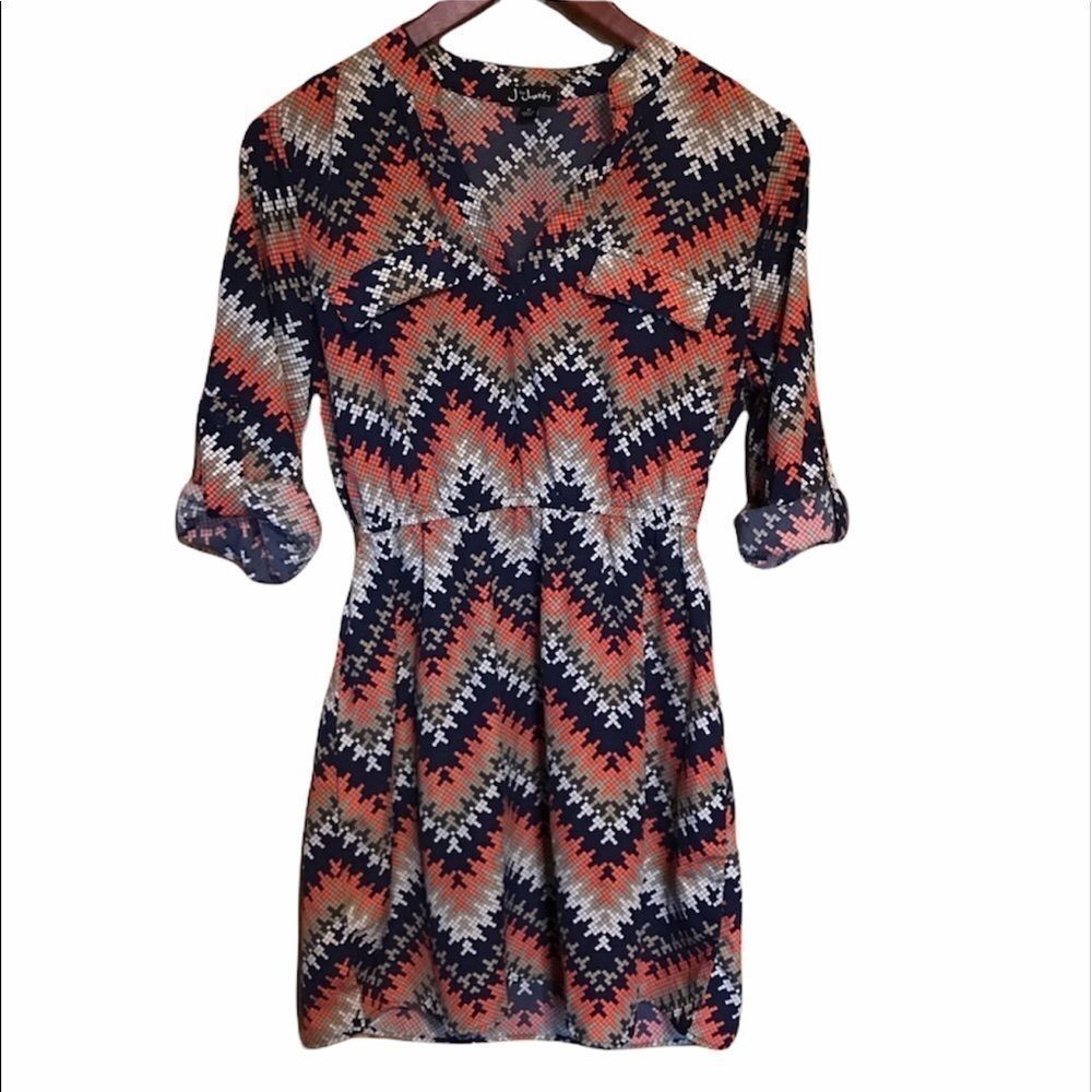 J for Justify M coral navy taupe chevron d…